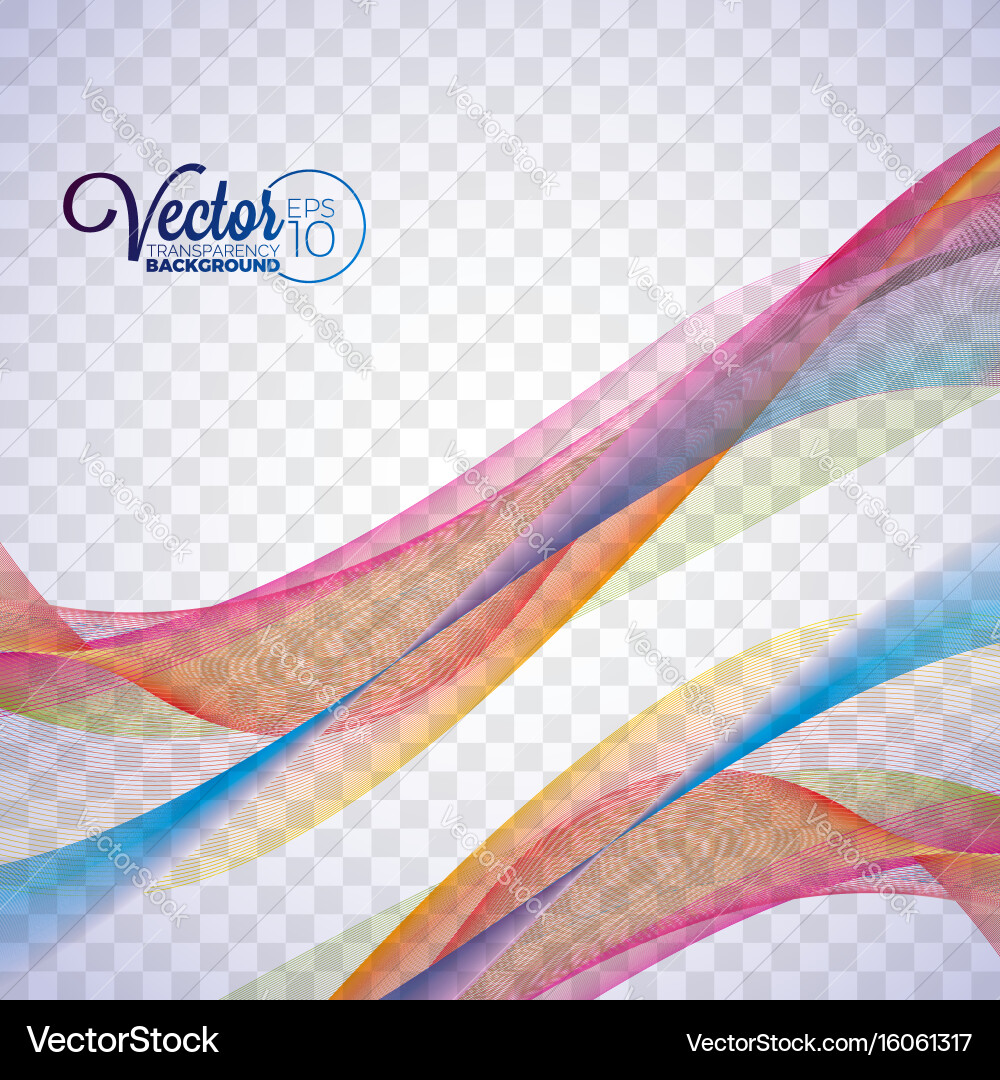Elegant flowing color wave design on transparent vector image