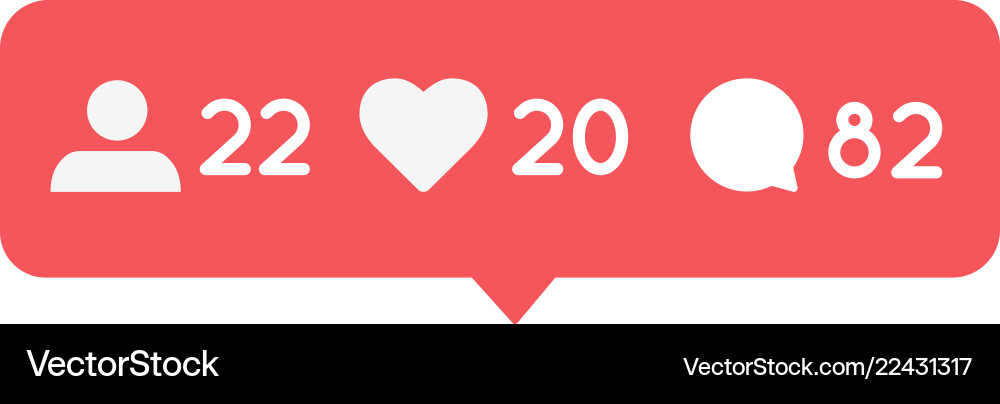 Follower like and comment notification button Follower like and comment notification button vector image