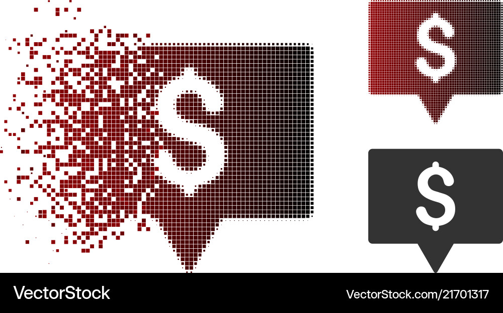 Fractured pixelated halftone bank map pointer icon Fractured pixelated halftone bank map pointer icon vector image
