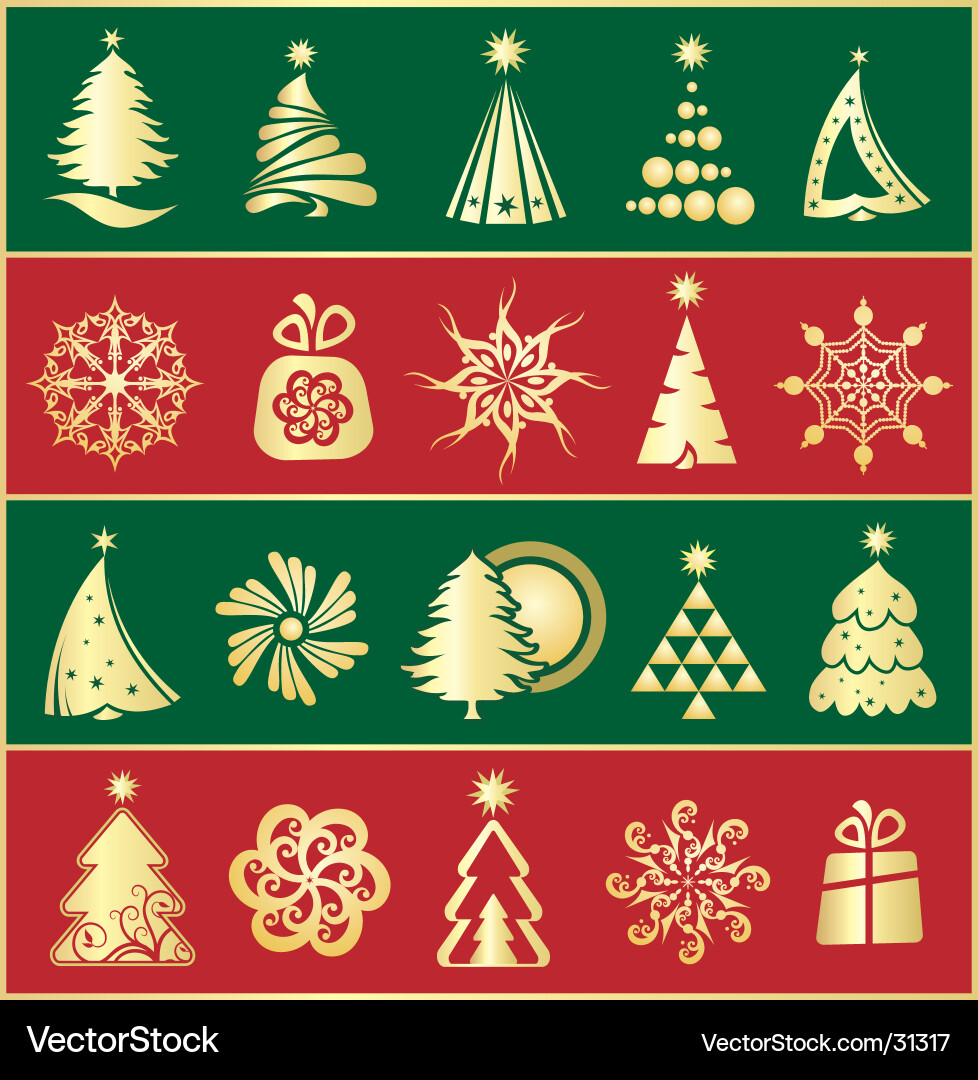 Gold Christmas Fir Collection vector image