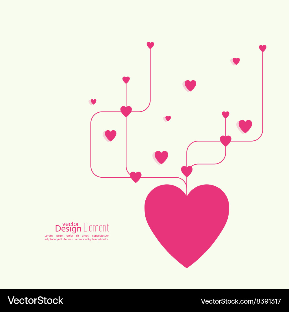 Heart with intersecting curved lines vector image