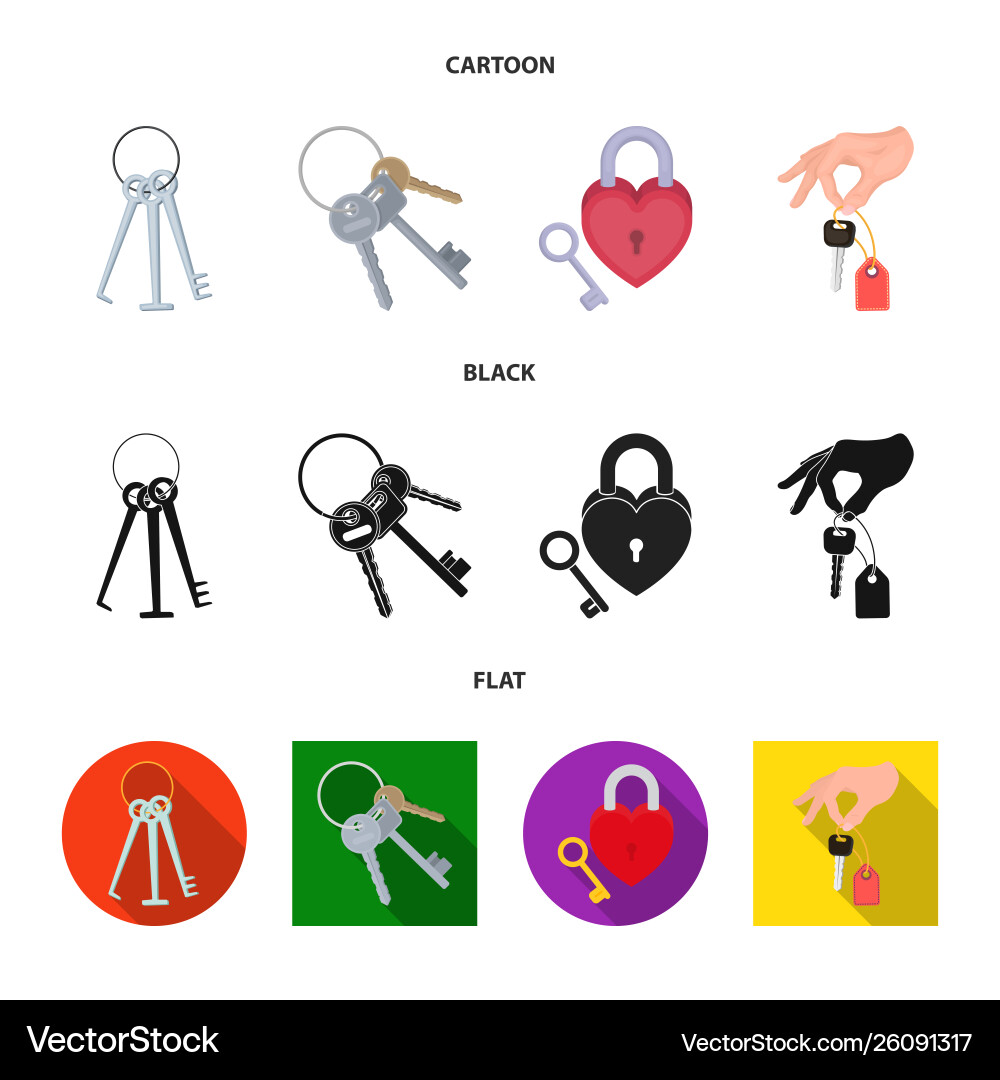 Isolated object key and protection sign set vector image