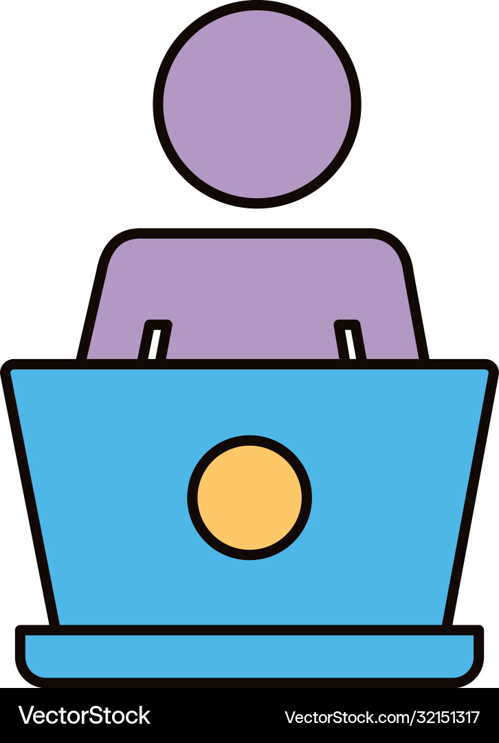 Man using laptop line and fill style icon Man using laptop line and fill style icon vector image