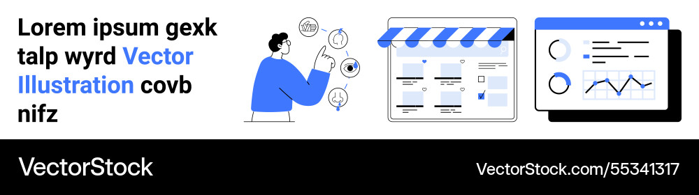 Online storefront and data analytics presentation Online storefront and data analytics presentation vector image