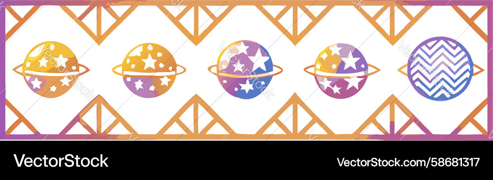 Playful patterned border with whimsical objects Vector Image