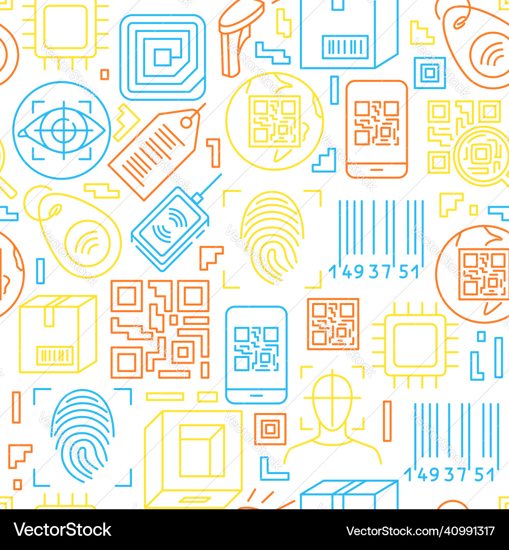 Qr code and barcode seamless pattern Qr code and barcode seamless pattern vector image