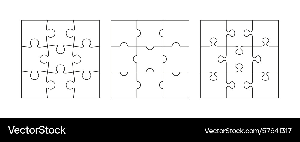 Scheme of thinking game set six jigsaw outline vector image