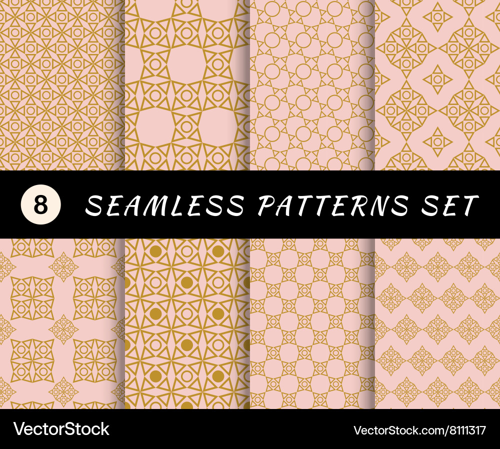 Seamless patterns set geometric textures vector image