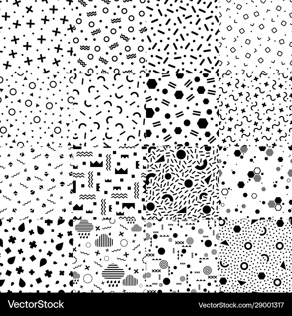 Set abstract seamless patterns in memphis style Set abstract seamless patterns in memphis style vector image