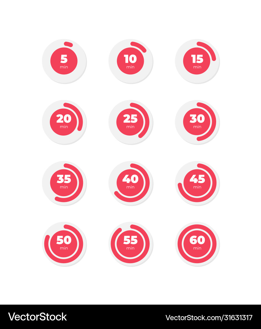 Set timers sign icon full rotation arrow timer Set timers sign icon full rotation arrow timer vector image