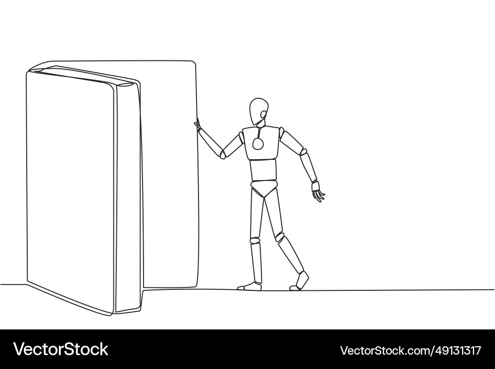 Single one line drawing robot open Vector Image