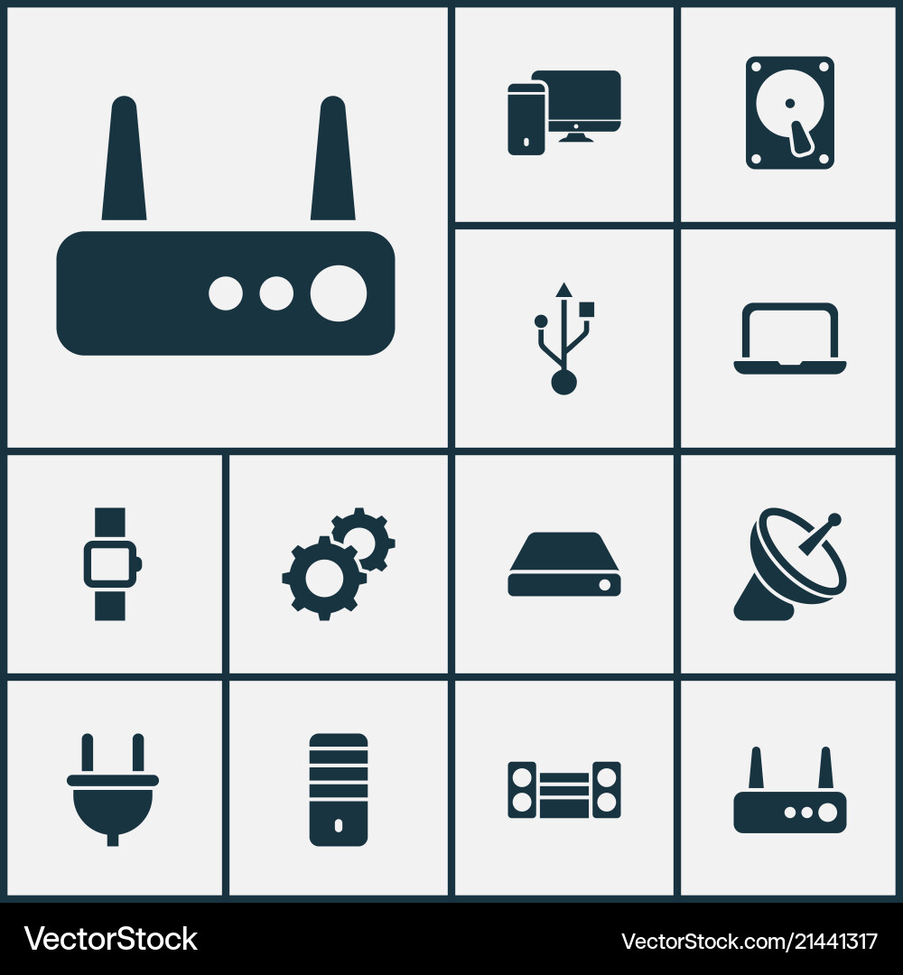 Technology icons set with usb hdd sound system Technology icons set with usb hdd sound system vector image