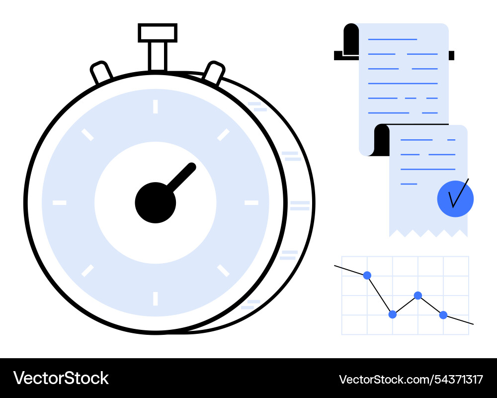 Time management and analytics with stopwatch graph Time management and analytics with stopwatch graph vector image