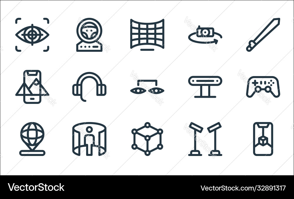 Virtual reality line icons linear set quality Virtual reality line icons linear set quality vector image