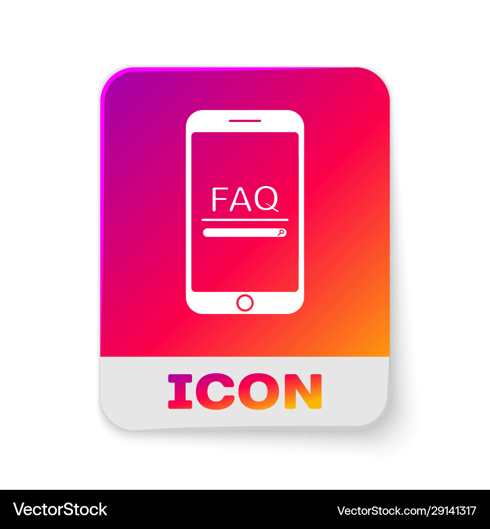 White mobile phone with text faq information icon White mobile phone with text faq information icon vector image