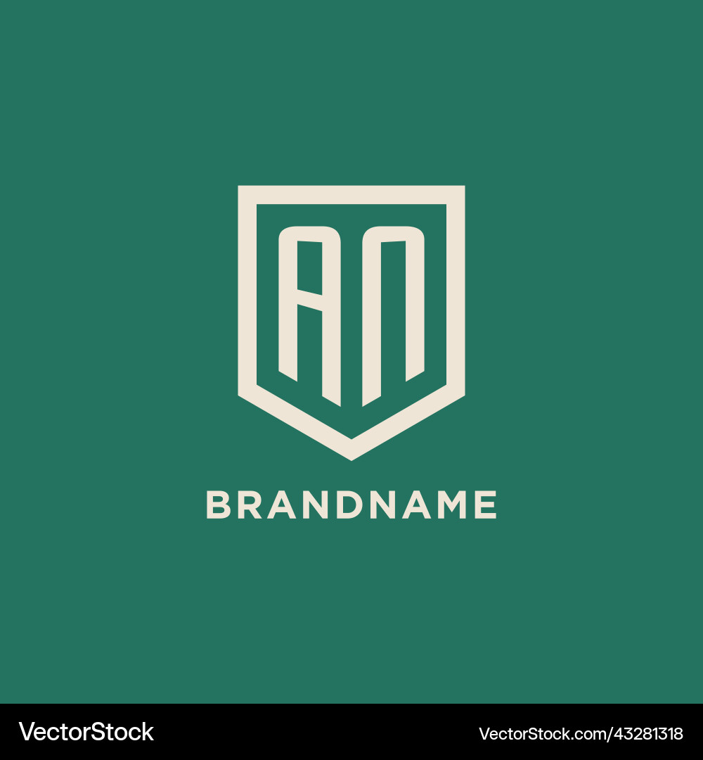 An initial logo monogram shield geometric shape vector image