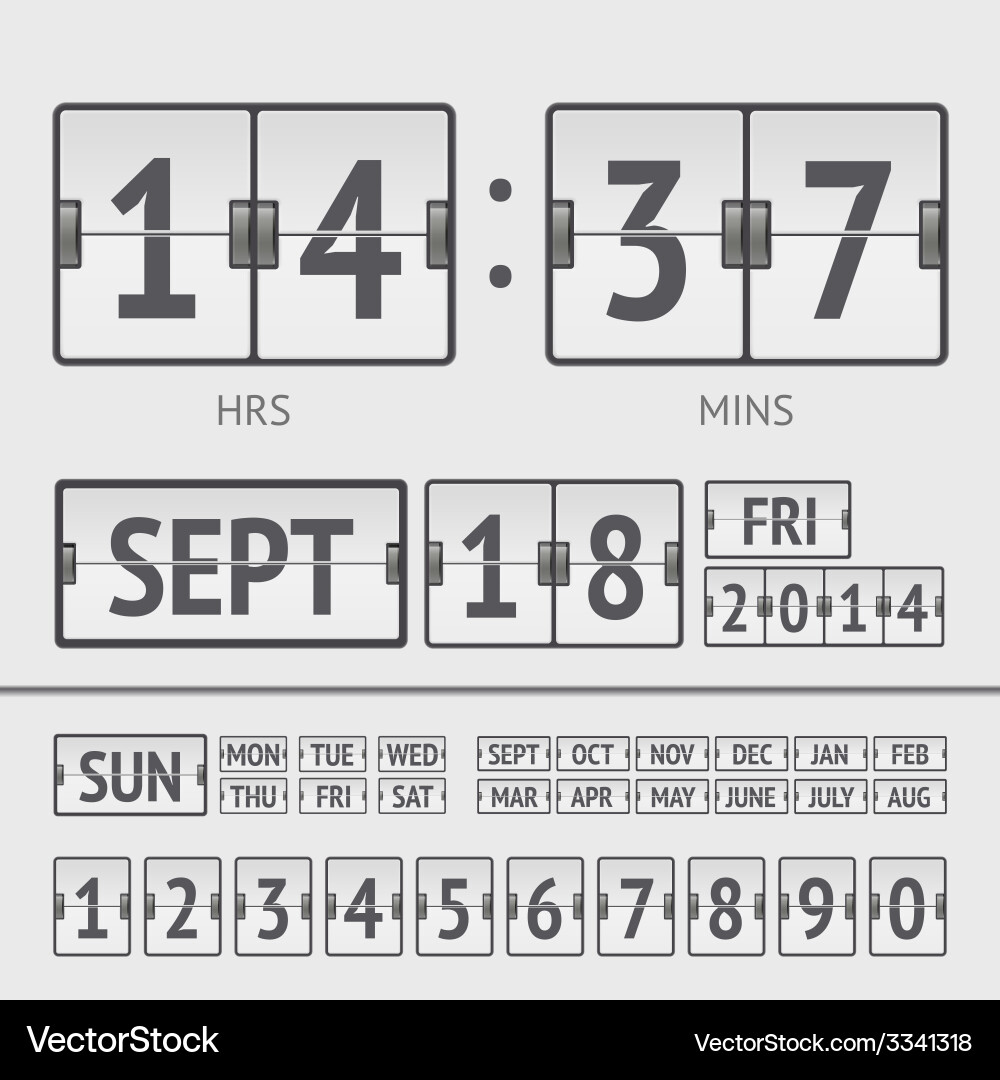 Analog black scoreboard digital week timer vector image