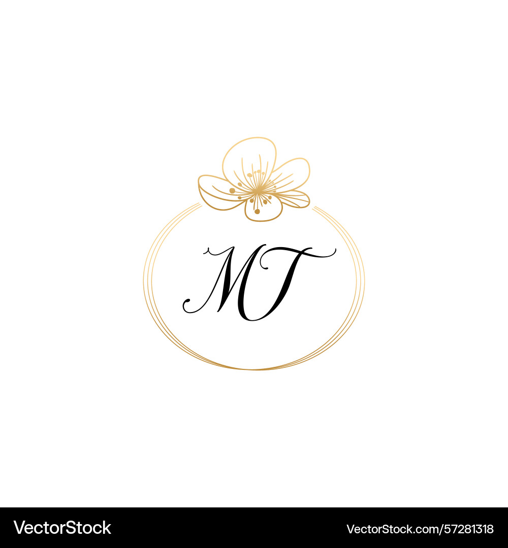 Botanical monogram logos with initial mt Botanical monogram logos with initial mt Vector Image