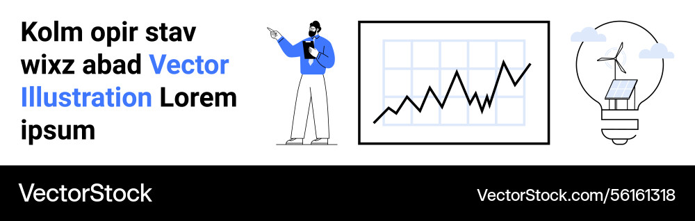 Businessman presenting data with graph analytics Businessman presenting data with graph analytics vector image