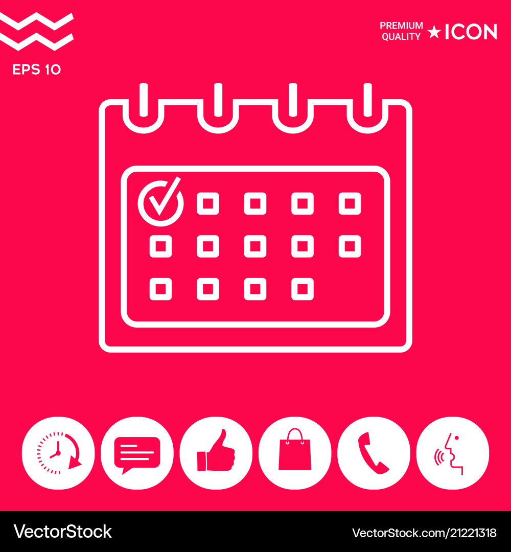 Calendar with check mark- line icon Calendar with check mark- line icon vector image