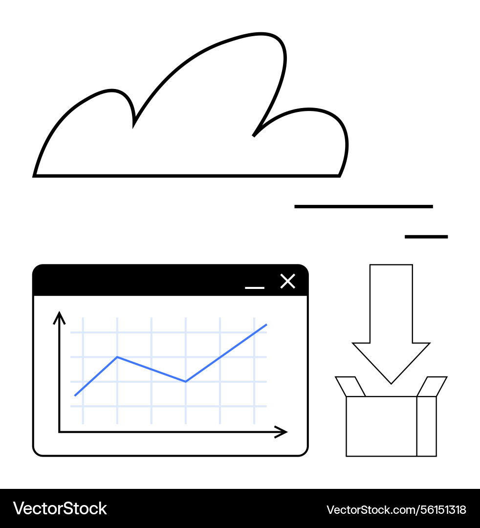 Cloud storage concept with data upload graph Cloud storage concept with data upload graph vector image