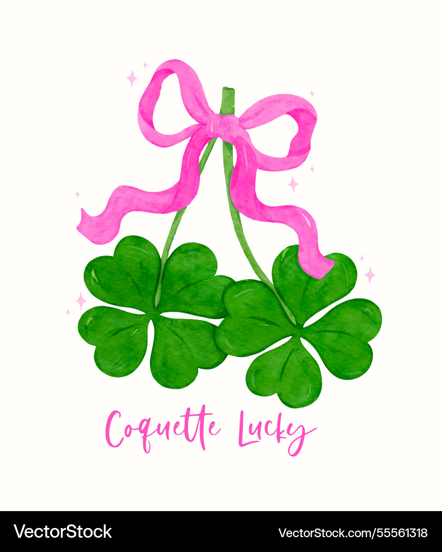 Coquette st patricks day retro four leaf clover Coquette st patricks day retro four leaf clover vector image