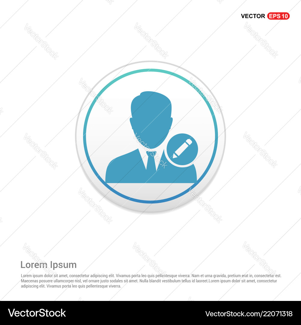 Edit user icon - white circle button Vector Image