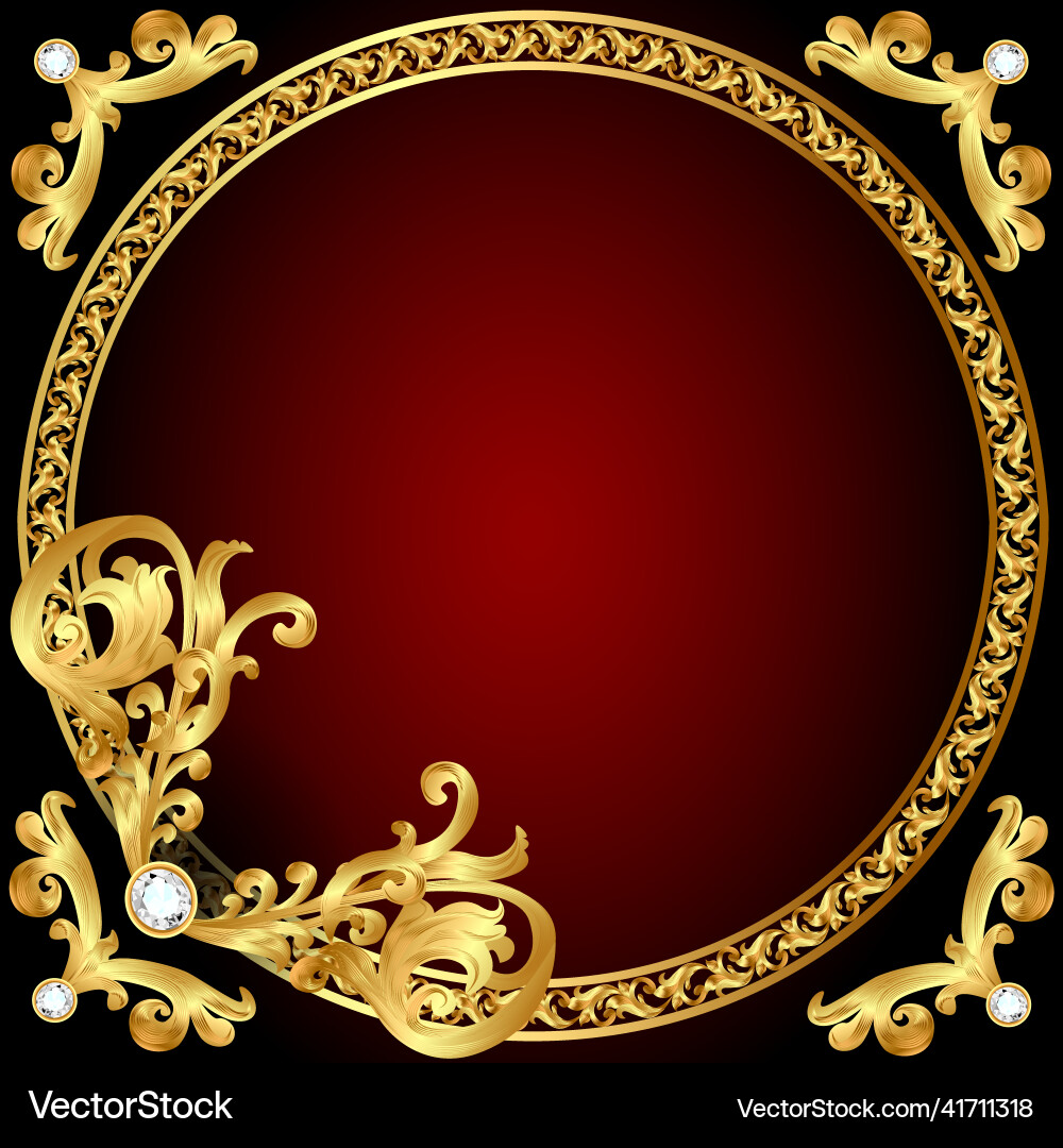 Frame with golden pattern on circle Frame with golden pattern on circle vector image