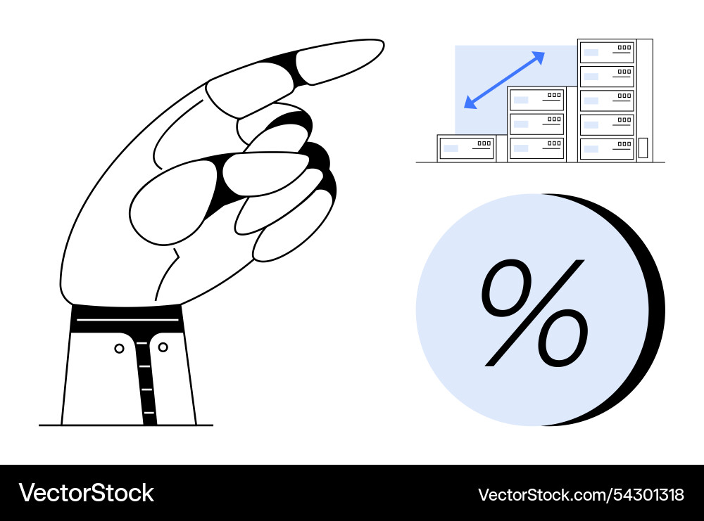 Hand pointing towards stacked bar graph Hand pointing towards stacked bar graph vector image