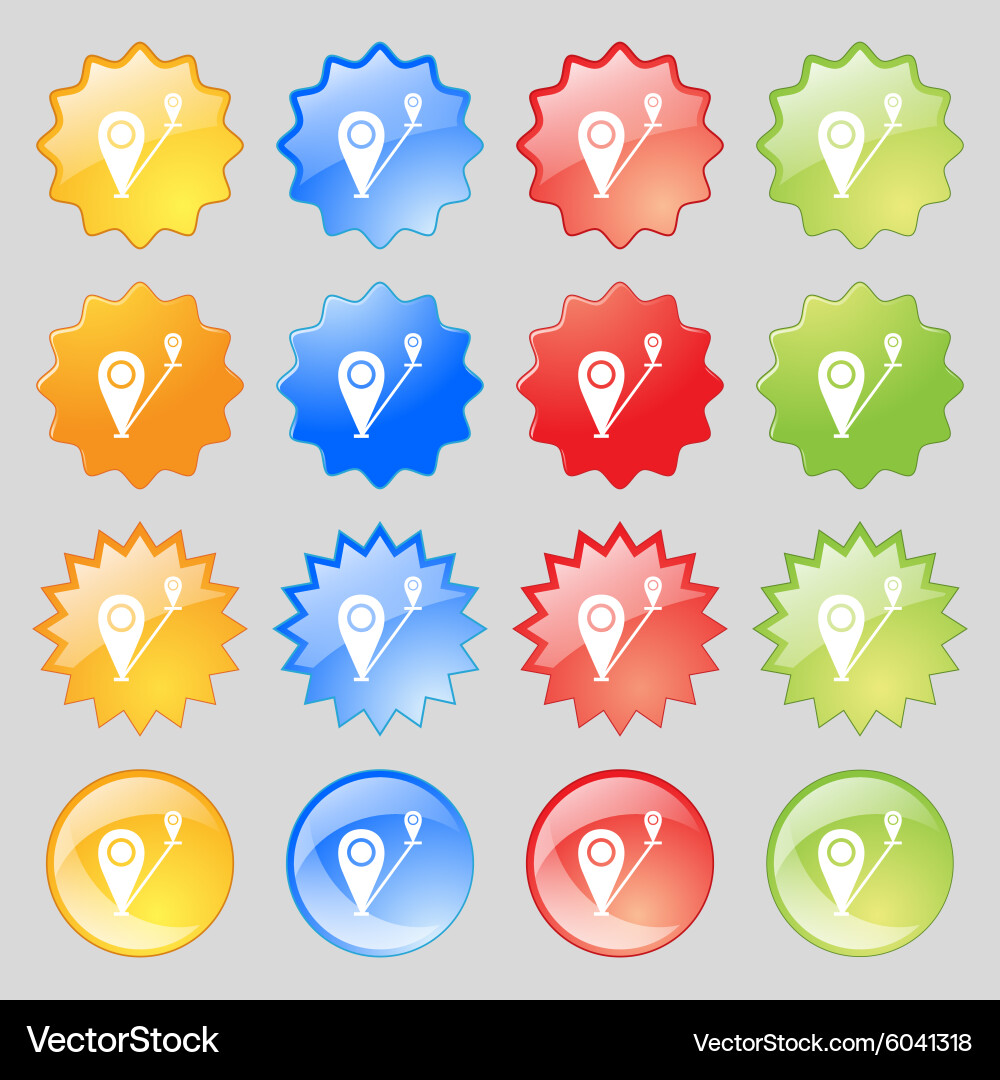 Map pointer icon sign big set of 16 colorful vector image