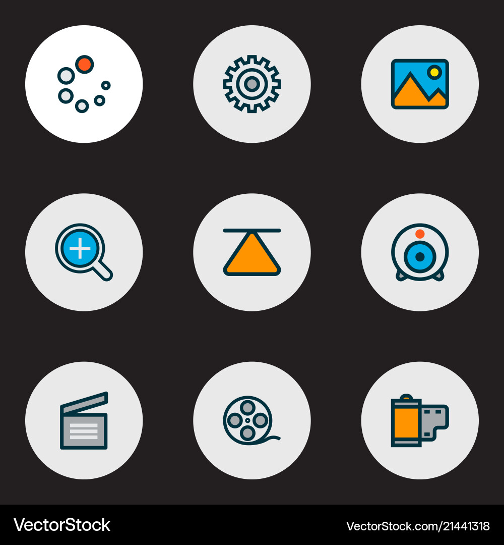 Media icons colored line set with image movie Vector Image
