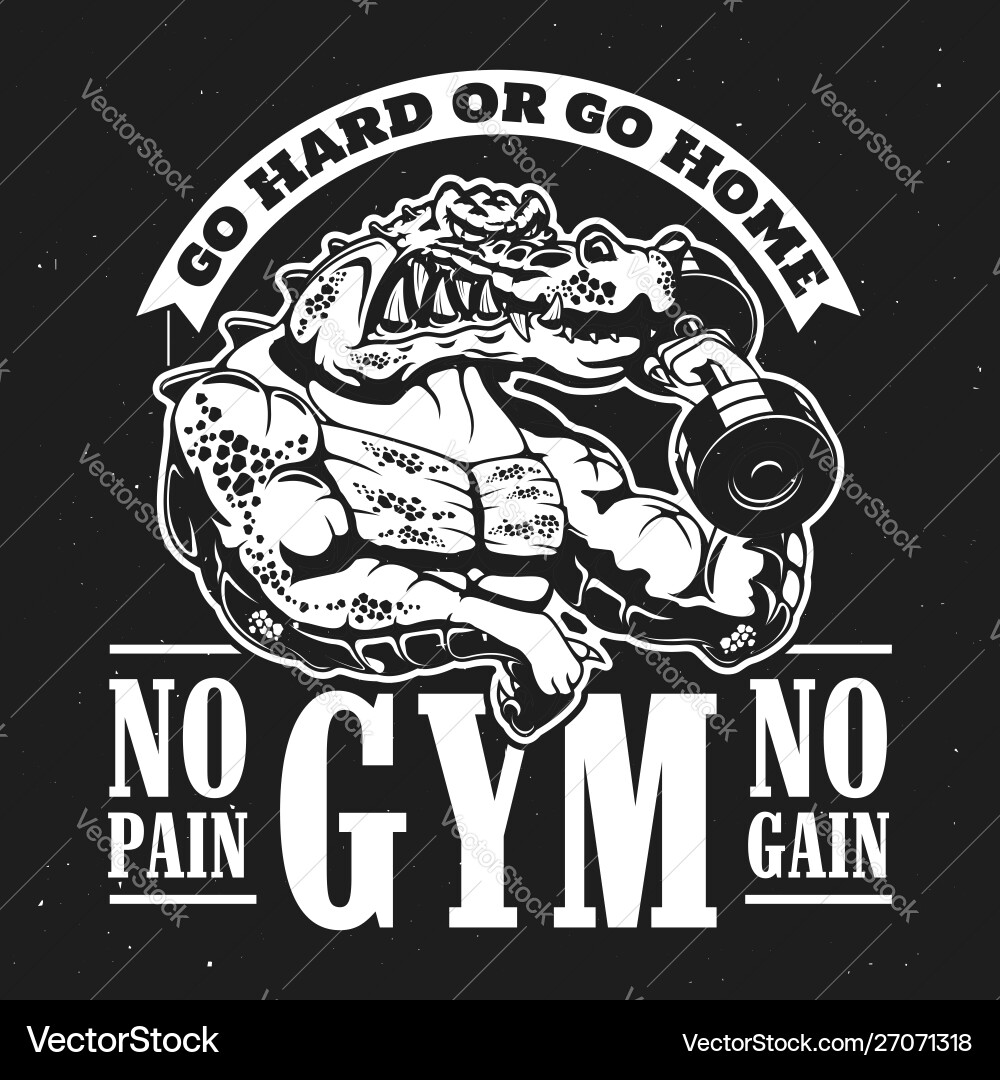 Muscular Crocodile Athlete with Dumbbell Vector Image