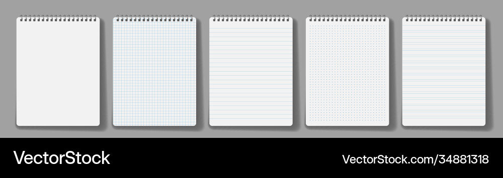Notebook line squared dot diary template notepad Vector Image