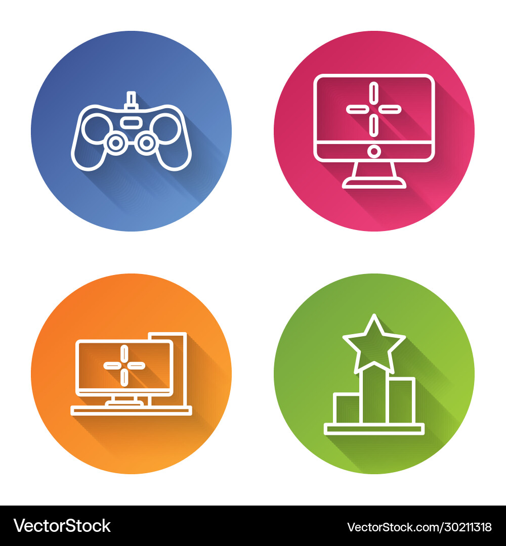 Set line gamepad computer monitor Set line gamepad computer monitor vector image