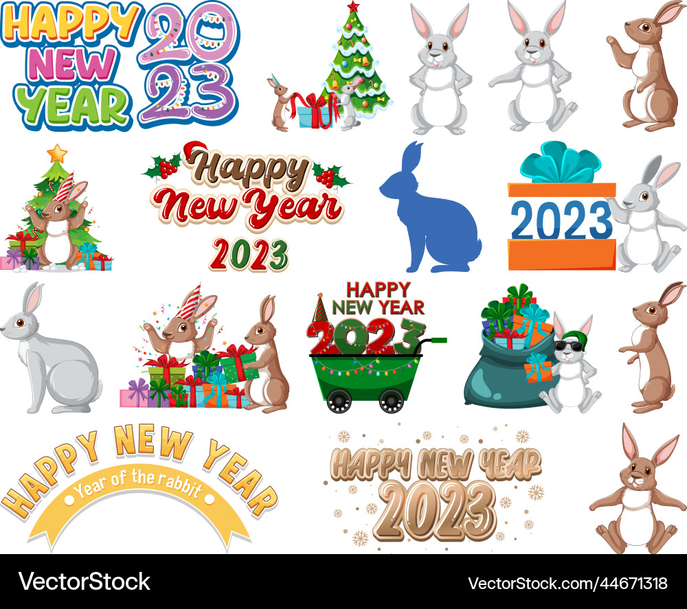 Set of 2023 new year element icon Set of 2023 new year element icon vector image