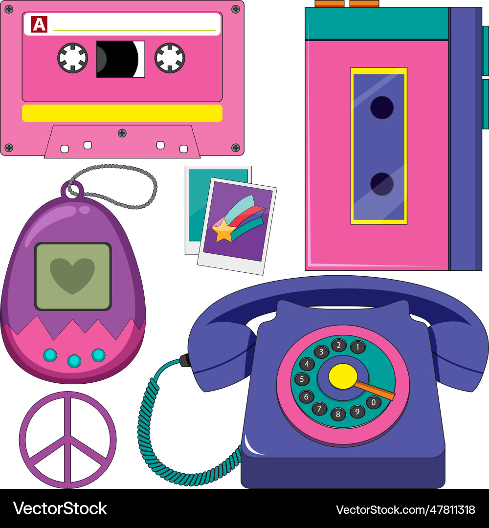 Set of retro object Set of retro object vector image