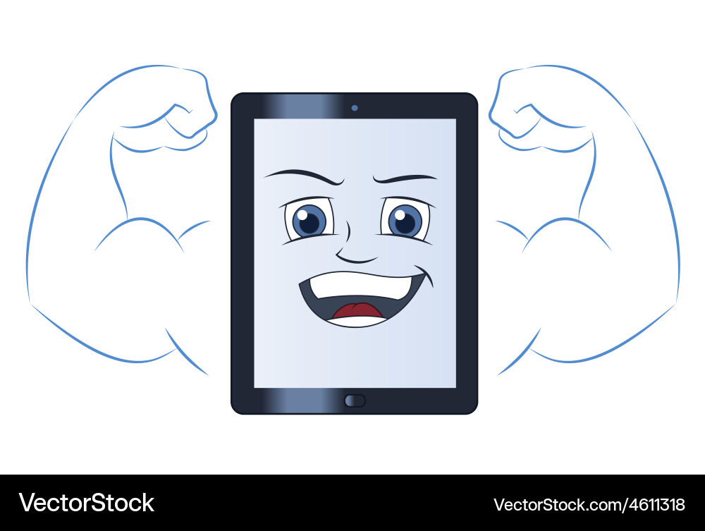 Smiling powerful tablet computer Vector Image