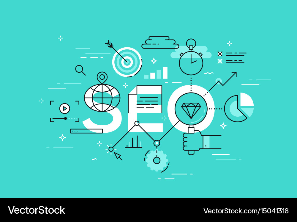 Thin line flat design banner of search engine Vector Image