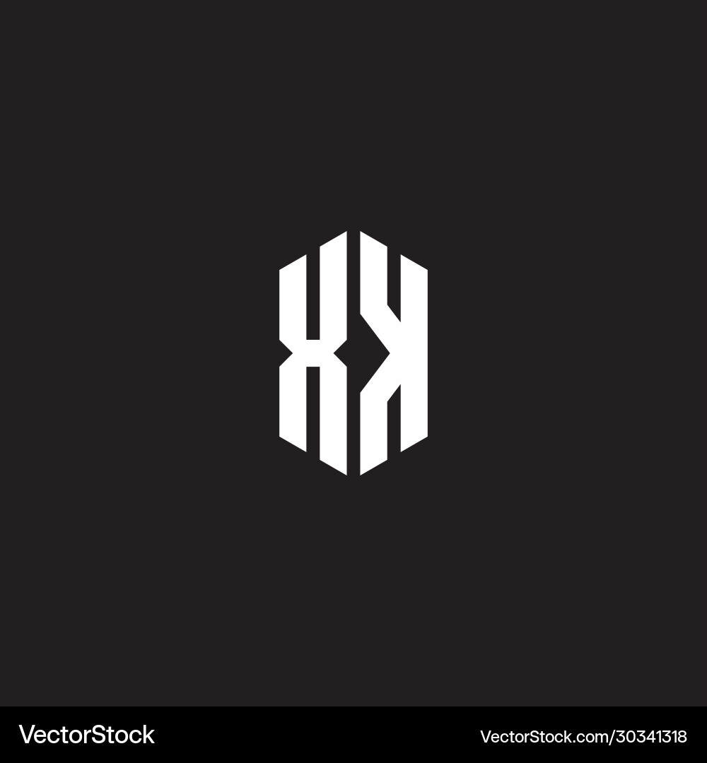 Xk logo monogram with hexagon shape style design Vector Image