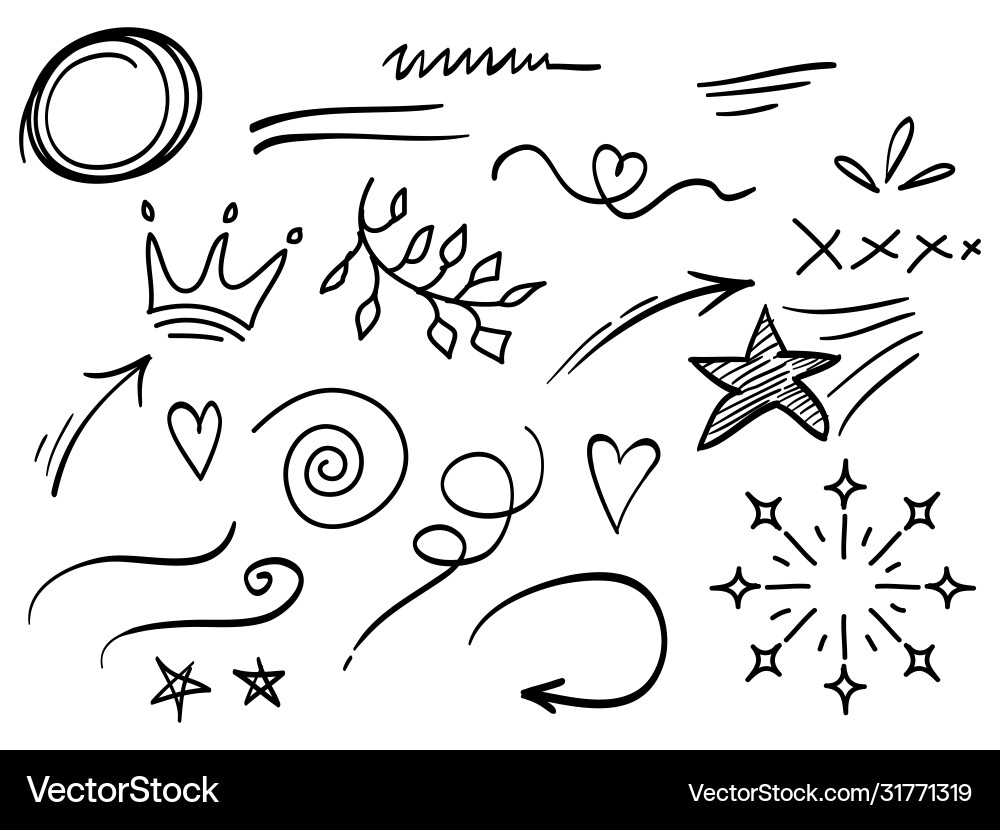 Abstract Doodle Elements - Hand Drawn Set Vector Image