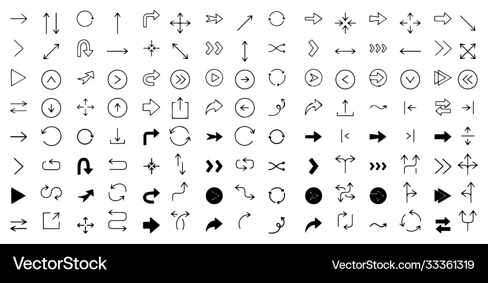 Arrows set icons design style Vector Image