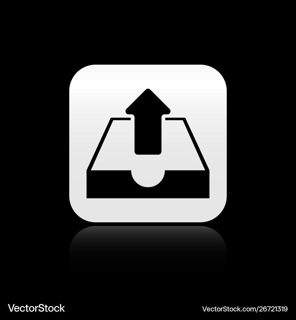 Black upload inbox icon isolated on Black upload inbox icon isolated on vector image