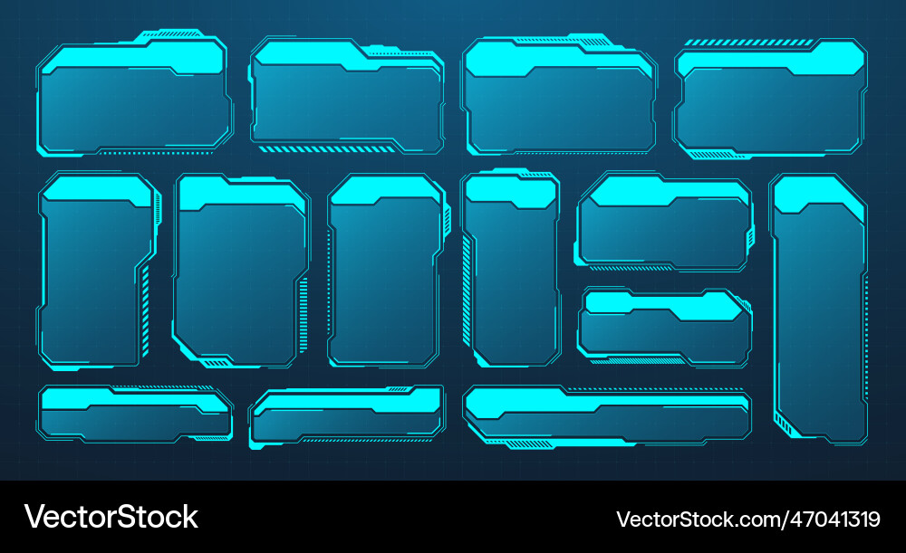 Blue futuristic hud or ui elements sci-fi user Blue futuristic hud or ui elements sci-fi user vector image