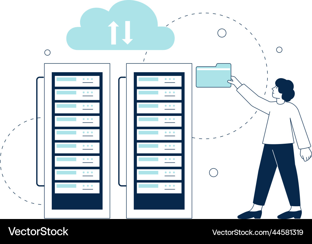 Cloud backup for data storage file document Cloud backup for data storage file document vector image