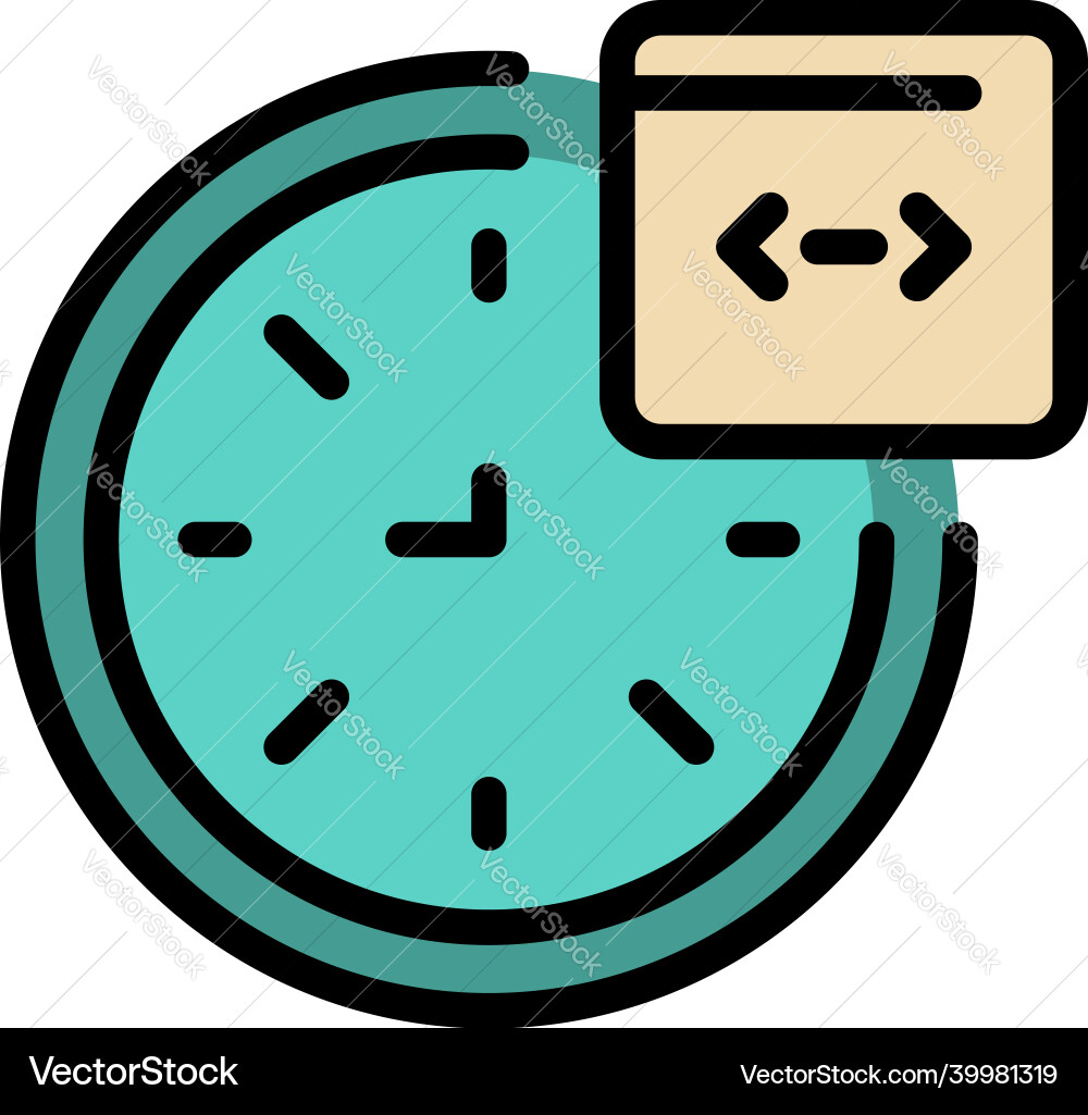 Code on round clock icon color outline Code on round clock icon color outline vector image