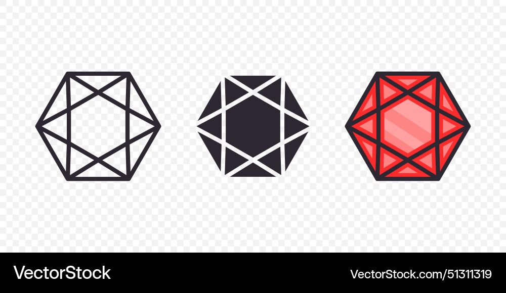 Flat simple minimalistic gemstone icons set Flat simple minimalistic gemstone icons set vector image