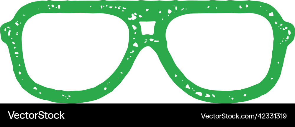 Hand drawn green eyeglasses with transparent lens Hand drawn green eyeglasses with transparent lens vector image