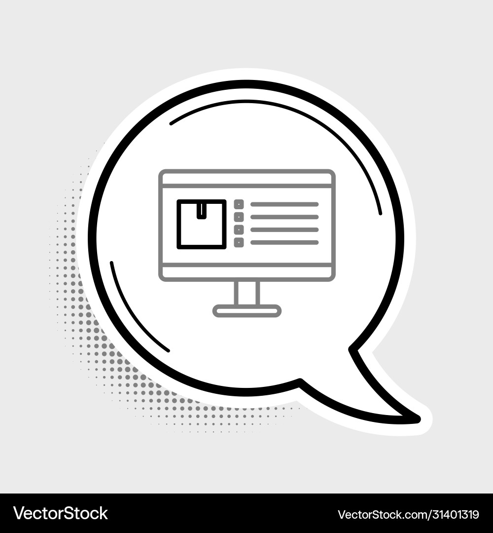 Line computer monitor with app delivery tracking Line computer monitor with app delivery tracking vector image