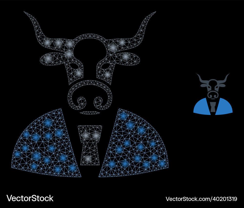 Mesh web cow man with glowing network Mesh web cow man with glowing network vector image