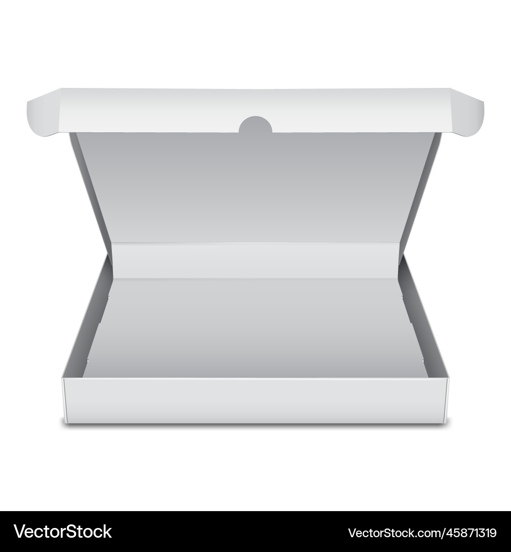 Pizza box open empty cardboard container white Vector Image
